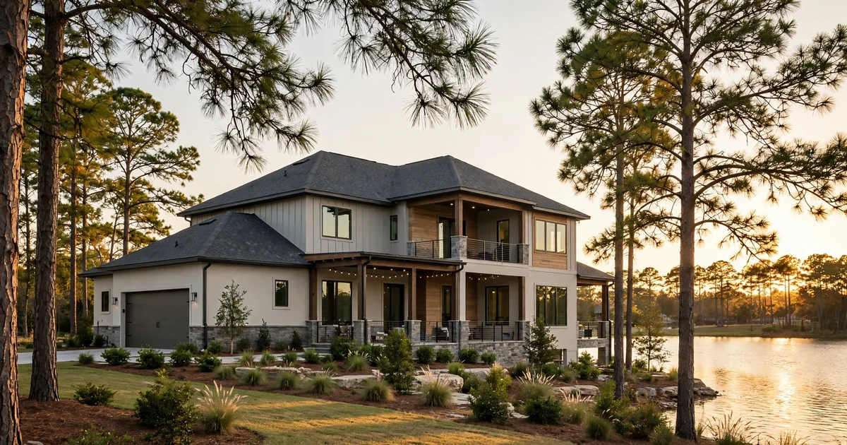 Del Lago roof repair in Conroe: suburban home with architectural shingle roof