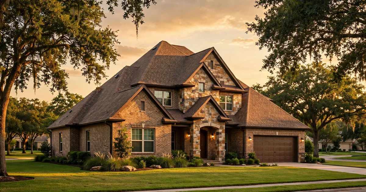 First Colony roof repair in Sugar Land: suburban home with architectural shingle roof