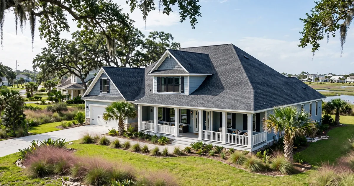 League City roofing contractor: coastal home with sturdy dimensional shingle roof