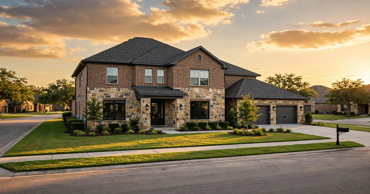 Southern Trails roof repair in Pearland: suburban home with architectural shingle roof